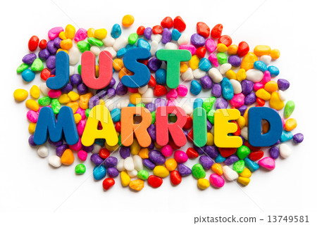 just married word in colorful stone just married word in colorful stone 13749581