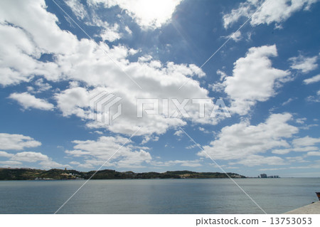 Summer sky with white clouds spread 13753053