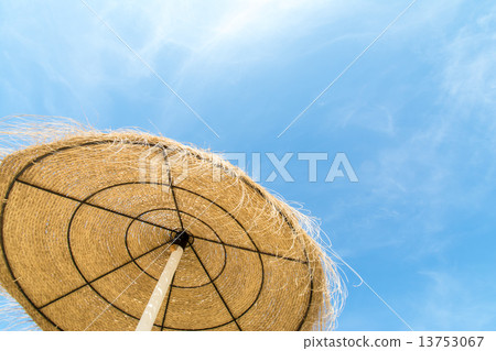 Grass beach umbrella on the coast of Portugal Grass beach umbrella on the coast of Portugal 13753067