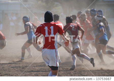 Dusty high school rugby game 13753087