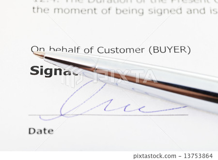signature of sales contract and silver pen signature of sales contract and silver pen 13753864