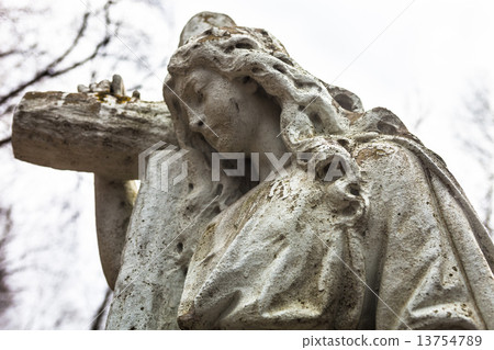 Old cemetery marble sculpture of the woman Old cemetery marble sculpture of the woman 13754789