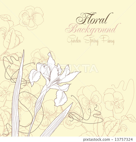Floral Background with one iris Floral Background with one iris 13757324