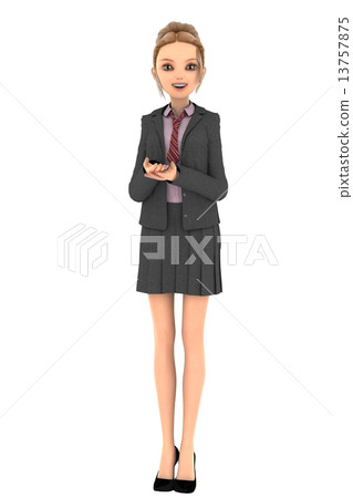 在手邊擺在與事的婦女 13757875