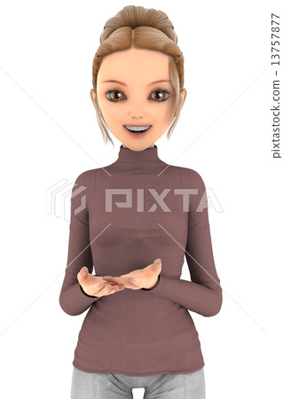 在手邊擺在與事的婦女 13757877