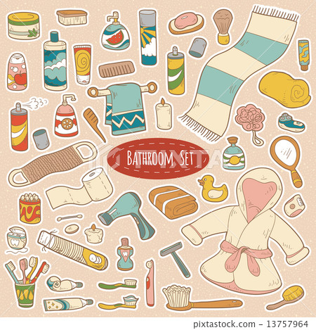 Set of vector bathroom and personal hygiene items 13757964
