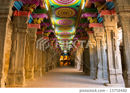 Corridor of flowers of Madurai India Minaurche Temple 13758480