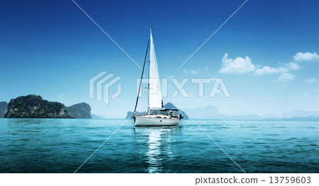 yacht and blue water ocean yacht and blue water ocean 13759603