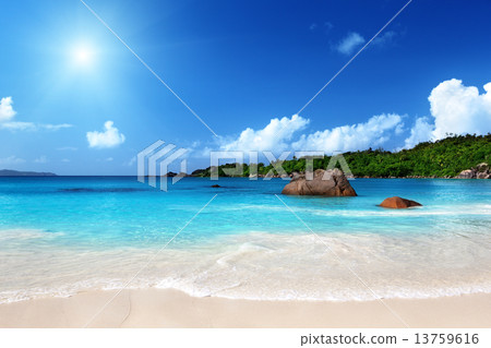 Anse Lazio beach at Praslin island, Seychelles 13759616