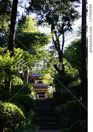 鎌倉Goyama Jogiji寺門（鐘樓門）和石階（神奈川縣鎌倉市山之內） 13760094