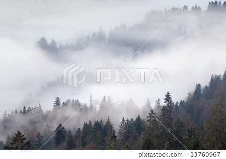 dense fog in mountains, Alps dense fog in mountains, Alps 13760967