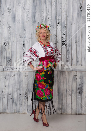 Ukrainian pregnant woman in vyshyvanka 13761439