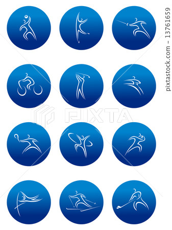 Blue round sporting icons Blue round sporting icons 13761659