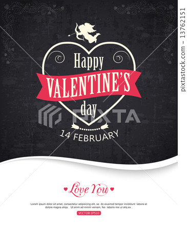 Valentines Day typographical background with place for text. 13762151