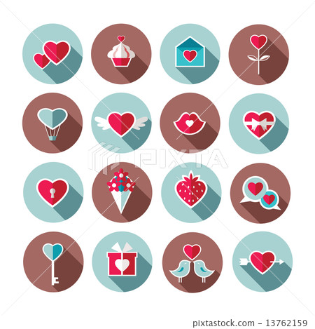 Set of flat valentines day icons. 13762159