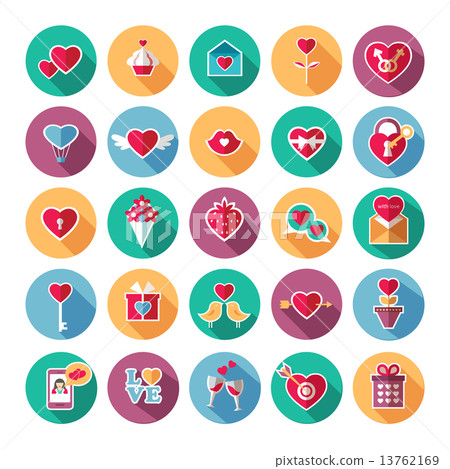 Set of flat valentines day icons. 13762169