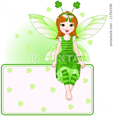 Little cute fairy place card for St. Patrick Day 13762590