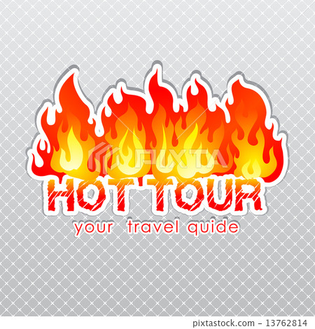 Travel agency hot tour burn label 13762814