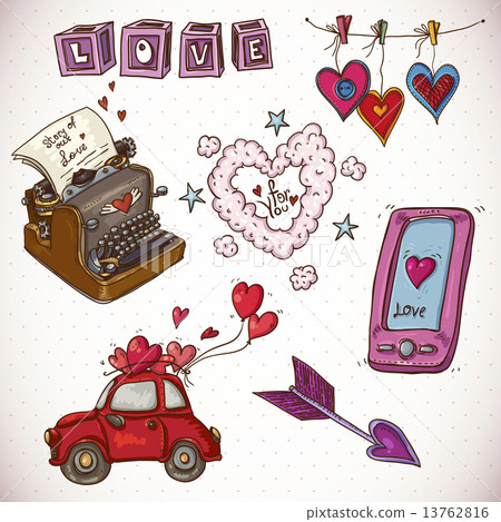 Doodle Card Valentines Day with Heart of Clouds Doodle Card Valentines Day with Heart of Clouds 13762816