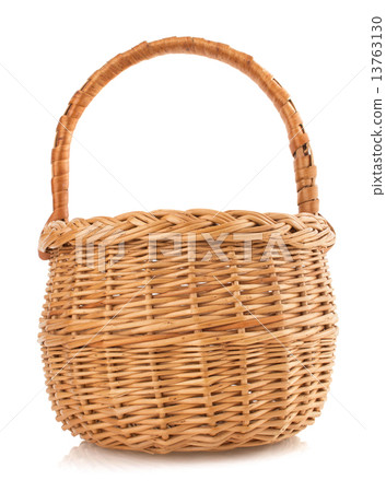 wicker basket on white background 13763130