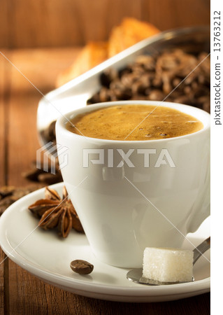 cup of coffee on wood cup of coffee on wood 13763212