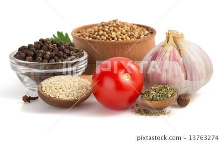 food ingredients and spices on white 13763274
