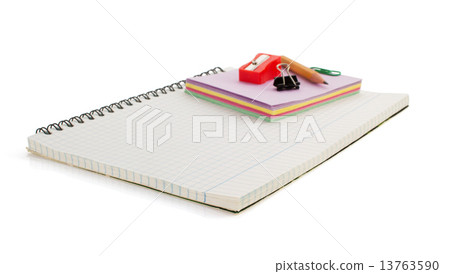 notebook and school supplies on white notebook and school supplies on white 13763590