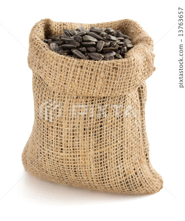 sunflower seeds in bag on white sunflower seeds in bag on white 13763657