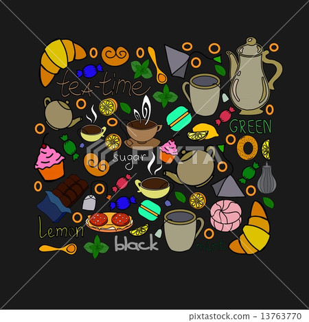 Vector card with cups and teapots. 13763770