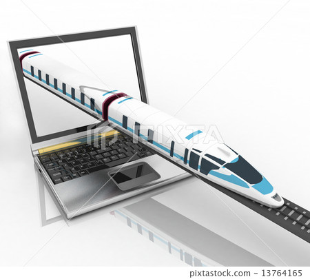 Train coming out of a laptop Train coming out of a laptop 13764165