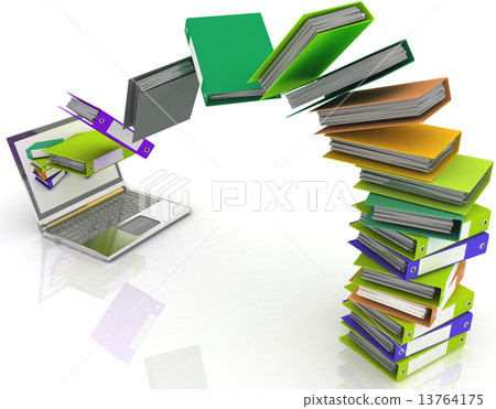 Colorful folders fly into your laptop 13764175