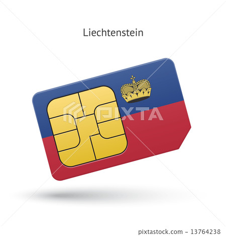 Liechtenstein mobile phone sim card with flag. 13764238
