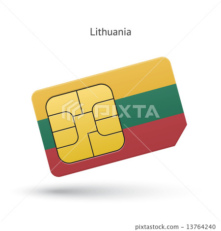 Lithuania mobile phone sim card with flag. 13764240