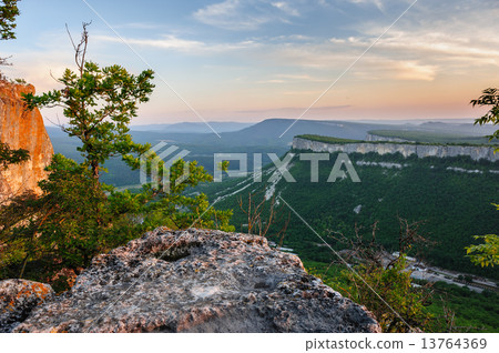 Majestic view from the top of Tope Kermen in sunset rays 13764369