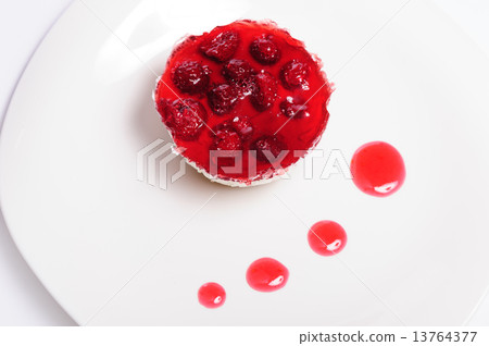 Raspberry cheese cake and ice cream ball 13764377