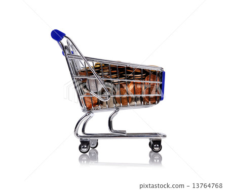 trolley with coins trolley with coins 13764768