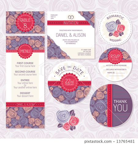 Set of floral wedding cards 13765481
