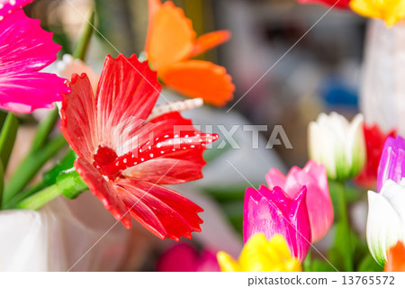 Close up of artificial flowers. Close up of artificial flowers. 13765572