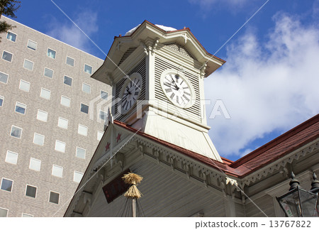 Sapporo city clock tower in winter, clock tower in winter 13767822