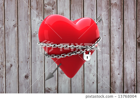 Composite image of locked heart 13768004
