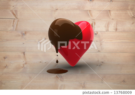 Composite image of heart dipped in chocolate 13768009