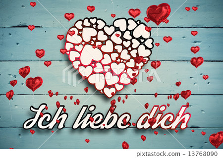Composite image of red heart balloons floating Composite image of red heart balloons floating 13768090