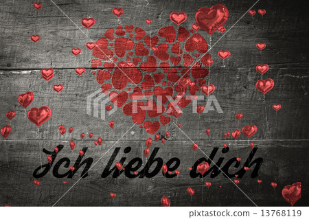 Composite image of red heart balloons floating Composite image of red heart balloons floating 13768119