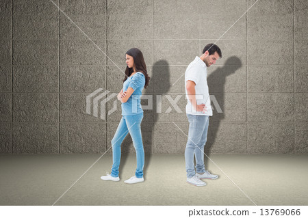 Composite image of upset couple not talking to each other after Composite image of upset couple not talking to each other after 13769066
