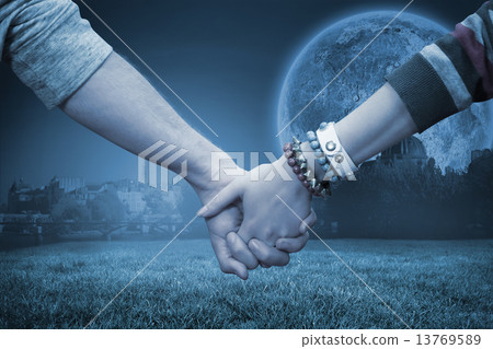Composite image of students holding hands 13769589