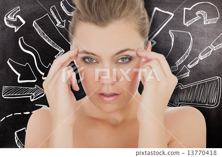 Composite image of woman with headache Composite image of woman with headache 13770418