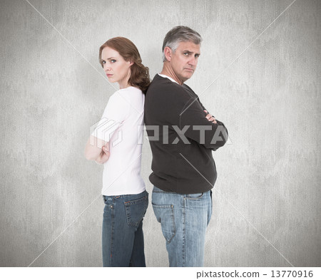 Composite image of casual couple not speaking after fight 13770916