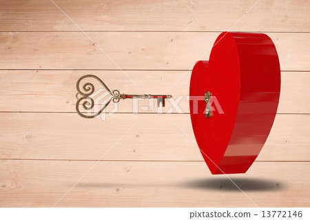 Composite image of love heart lock 13772146