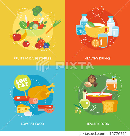 Healthy eating flat set 13776711