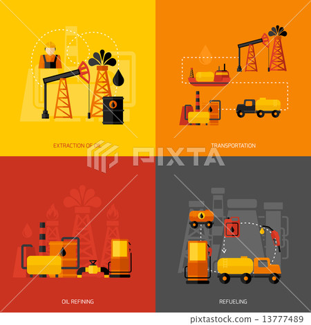 Oil Industry Flat 13777489